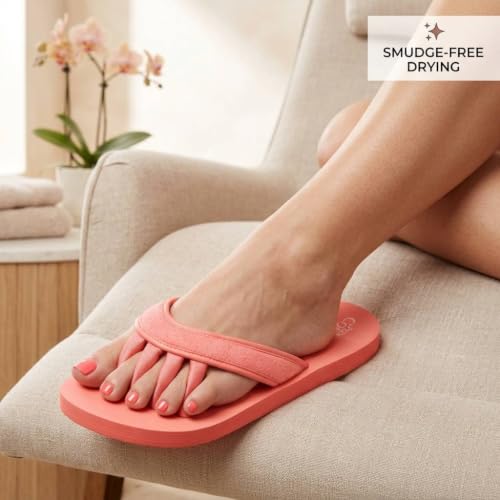 Pedi Couture Pedicure Sandals for Women with Built-In Toe Separators - color: Coral, size: X-Large