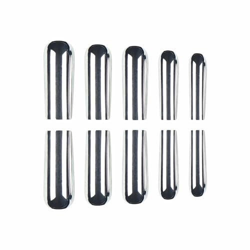 MISUD Press on Nails - Long Square Glue on Nails with Silver Chrome, Acrylic Metallic Design 24 pcs - color: 07814-13Silver