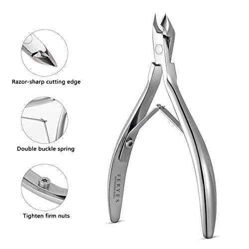 FERYES Cuticle Clipper Professional Manicure and Pedicure Cuticle Remover Tools, Medical Grade Stainless Steel Cutial Cutter, 6mm Jaw- 1 Piece (Silver) - color: Silver