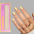 LAMIMOSA 32Pcs Chrome Butter Yellow Press On Nails Short Square, BUTTER - color: BUTTER