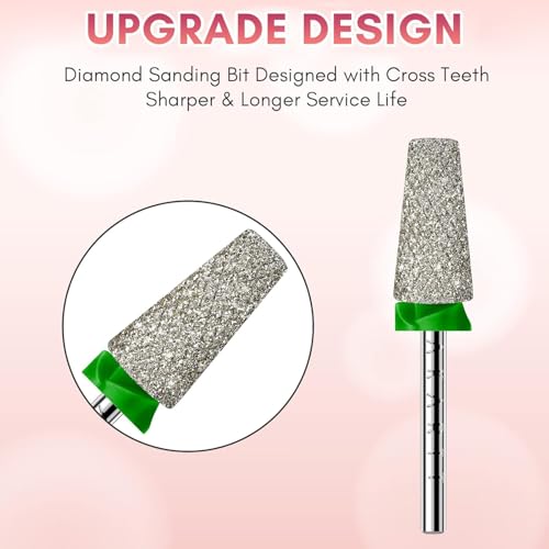 Makartt Nail Drill Bits, Tapered Barrel Carbide Diamond Sanding Bit for Gel Nail Polish Remove, Upgrade Nail Drill Tips with Cross Teeth and Dust-Proof Ring for Manicure Salon Nail Shaping, C #80 Grit - size: Diamond Tapered Bit-C