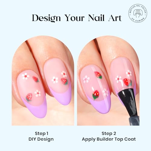 Beetles Press On Nails Kit - Medium Almond French Tip Nails Kit, 224 Pcs - color: A - Fruity French - Medium
