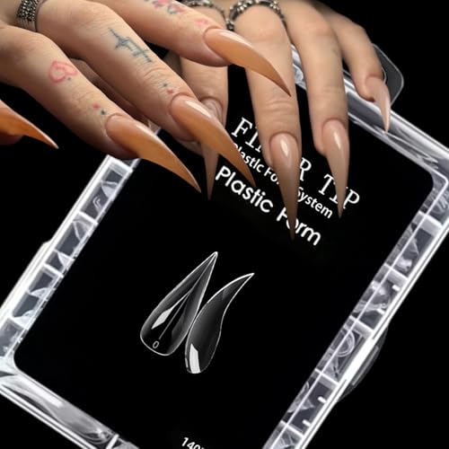140 Pcs Medium Claw Nail Forms Cat Claw Curved Stiletto Nail Dual Forms - color: Styl 3
