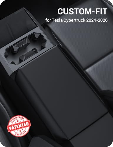 BASENOR Armrest Cover for 2026-2024 Tesla Cybertruck Scratch Resistance - size: Cybertruck Black