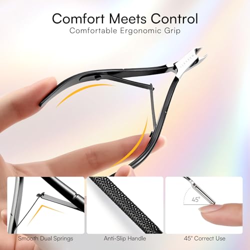 Makartt 7mm Black Sharp Cuticle Nipper and Pusher Set, Stainless Steel - color: Black