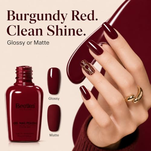 Beetles Burgundy Gel Polish - Fall Nails, Ruby Cherry Dark Red Gel Polish - color: C - Burgundy Red | Ruby Cherry