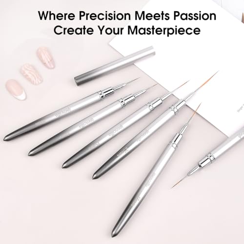 Nail Art Brushes, Liner Brushes for Nails, 6 Pcs Nail Brushes - color: Silver