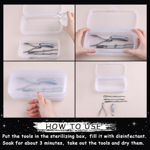 SUTOKAKA Nail Tool Sterilizer Box Plastic Sterilization Tray, Clear - color: Clear Rectangular