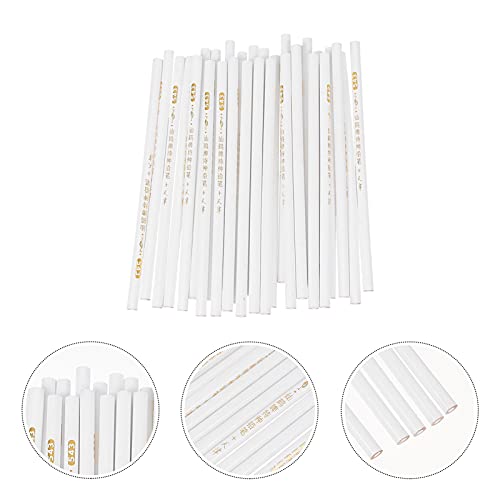 FRCOLOR 30pcs White Nail Art Pen Set Wax Wood Salon Home Use 17.5cm