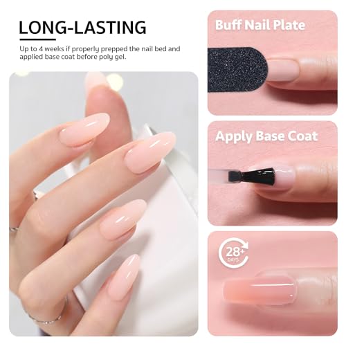 GAOY 60g Poly Gel for Nail Extensions, Builder Gel, Milky Nude - color: Milky Nude
