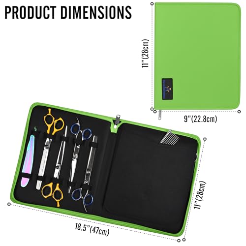 Case Holds 10 Grooming or Beauty Shears (GREEN) - color: GREEN