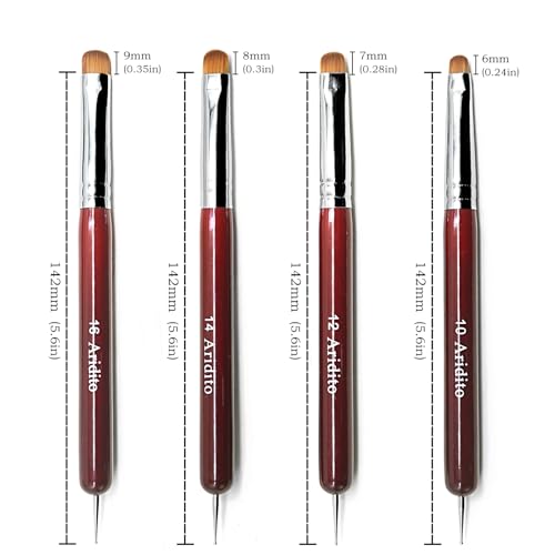 4Pcs Professional Red Wood French Nail Brushes - color: Red