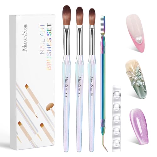 MelodySusie Acrylic Nail Brush Set,Size 8/10/14 - color: Transparent color