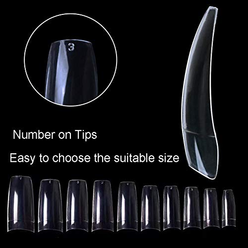 Beuniar Acrylic Nail Tips Clear 500Pcs French Artificial False Tip for Manicure Nails Art Salons & Home DIY - color: Clear