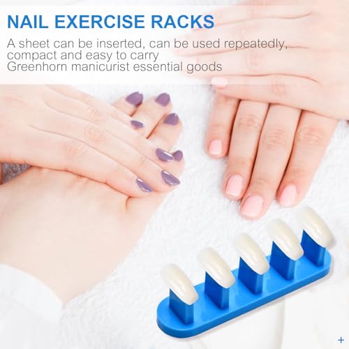 3PCS Nail Stand Nail Practice Display Board Nails Display Practice False Nail Art Tips Practice Display Stand Tool Nail Training Tools Plastic Stand with 110PCS Tips (Blue) - color: Blue