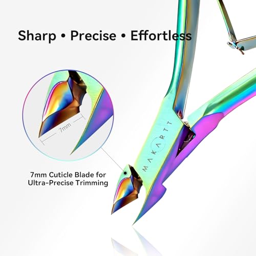 Makartt 3-Pack Rainbow Titanium Cuticle Nipper, Pusher Set - size: Rainbow Titanium-3pcs