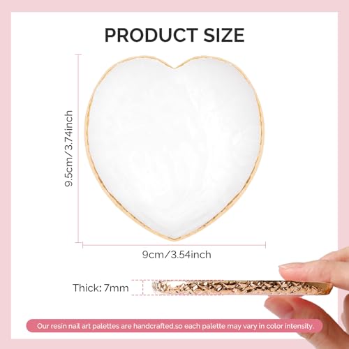 MelodySusie 1Pc Heart Resin Nail Art Palette Color Mixing Board White - color: White Heart Without Spatula.