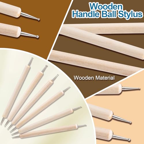 Amrules 14Pcs Double-Ended Stainless Steel Dotting Tools with Multiple Size - color: Lightyellow-Dotting-14Pcs