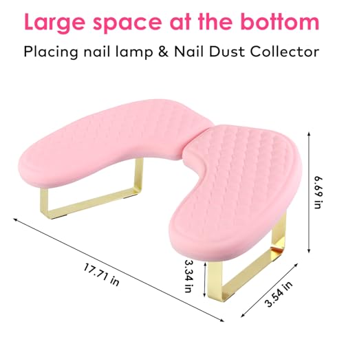 Arm Rest for Nails Tech, BORNBYME Update PU Leather Fish Pattern U-shaped Hand Nail Stand Rest for Manicure, Pink - color: Pink