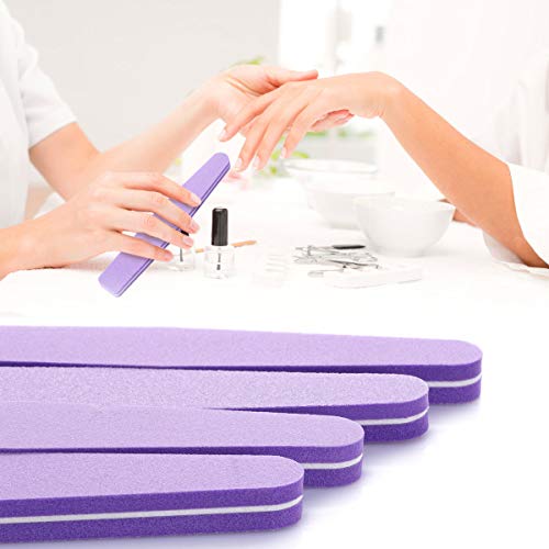 20Pcs Nail Block Buffer Files Sponge Washable Double Sided 100/180 Sanding Buffing File(Purple) - color: Purple