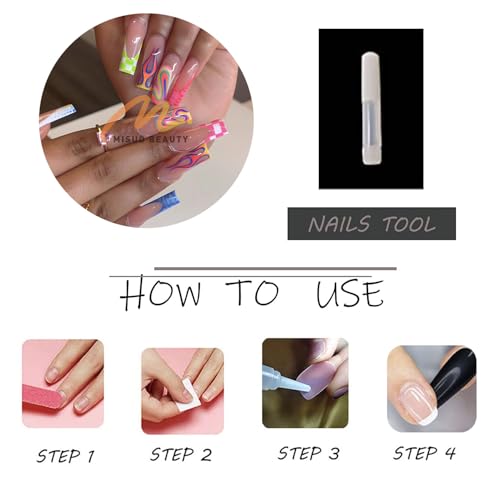 MISUD Press on Nails - Long Square Glue on Nails with Colorful Plaid, Acrylic Checkered Flame Design 24 pcs - color: 07811Colorful