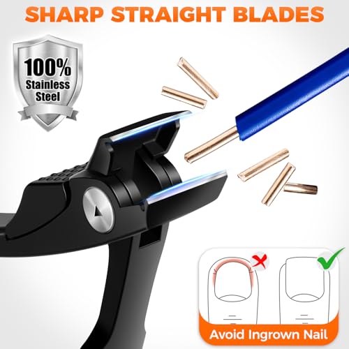 Straight Toenail Clippers for Thick Toenails for Seniors - color: Black Straight Blade