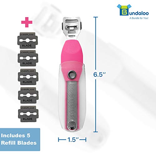 Callus Shaver Rasp for Feet - 2-in-1 Foot Spa Tool for Cracked Rough Heels - Dry Skin Remover - Stainless Steel, Rust-Resistant - Professional Pedicure Tool With 5 Refill Blades