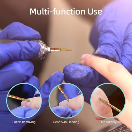 2mm Tapered Cuticle Clean Nail Drill Bit, Titanium Coating Series Russian Diamond Nail Bits Professional Safety Under Nail Cleaner for Cuticle Dead Skin, Electric Nails Accessories, Fine - color: 2mm Small Tapered Cuticle Bit, size: Fine - F