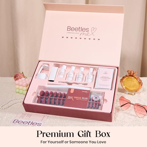 Beetles Cat Eye Nails Kit - 7 Colors Short Square Press On Nails, 224 Pcs - color: B - Bubble CatEye - S