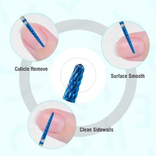 3/32" 2PCS Small Umbrella L Carbide Cuticle Cleaner Bit for Nail Cleaning - color: 014 Blue, size: M