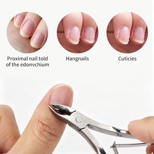 Cuticle Trimmer with Pusher Cutter, Premium Stainless Steel Cuticle Nippers Clippers, Dead Skin Remover, Professional Salon Home Manicure Pedicure Tools for Fingernails Toenails
