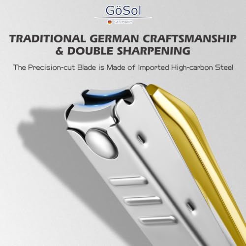 Nail Clippers Anti Splash Fingernail Cutter, Carbon Steel, Sharp Blades - color: Golden