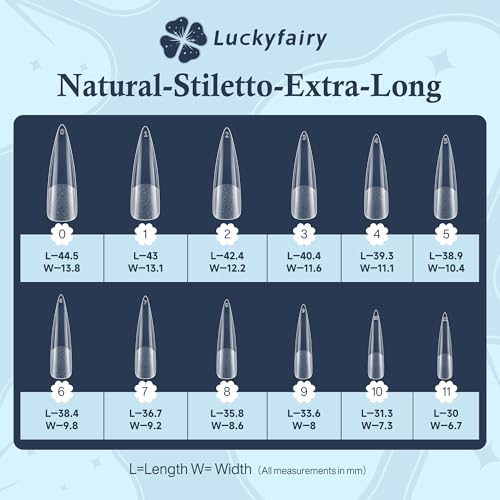 Luckyfairy XXL Stiletto Nail Tips 120 Pcs Full Cover Pre-Etched