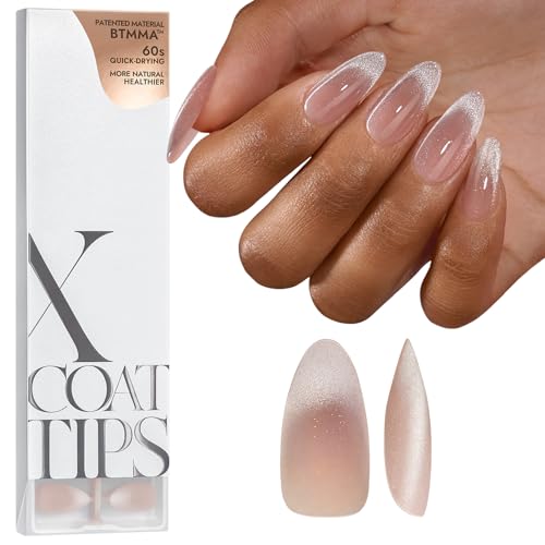 BTArtboxnails Brown French Tip Press On Nails, Medium Almond Nails, 150Pcs - color: French Cat Eye - Medium Almond
