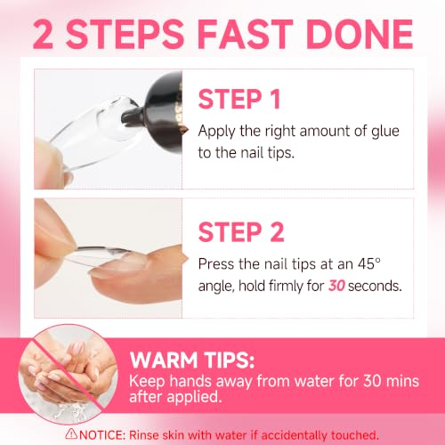 UNA GELLA No Lamp Needed Nail Glue for Press Ons 10ml*2pcs Super Strong