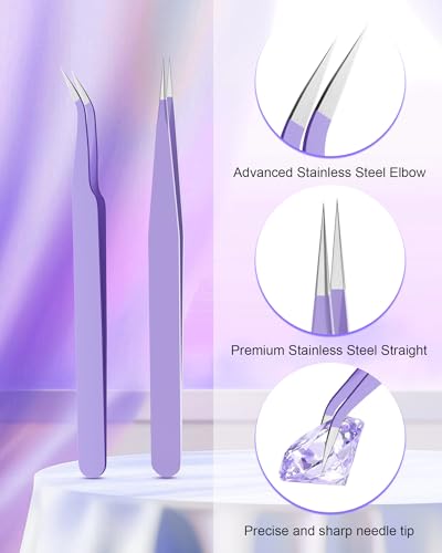 Rhinestone Picker Tool Set,Rhinestone Applicator Tool,Rhinestone Picker Dotting With 4 Extra Purple Replaceable Wax Head and 2 Tweezer (Purple) - color: Purple