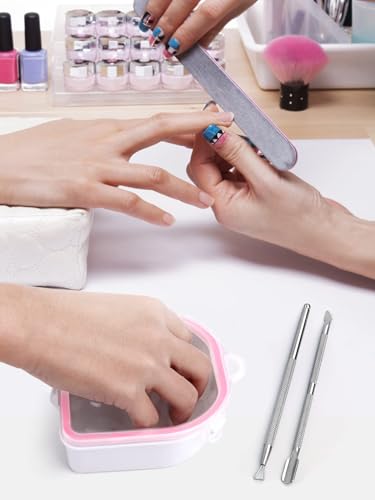 Nail Soaking Bowl, Soak Off Gel Polish Dip Powder Remover Manicure Bowl with Triangle Cuticle Peeler and Stainless Steel Cuticle Pusher Nail Art Tool (Pink-3pcs set) - color: Pink-3pcs set