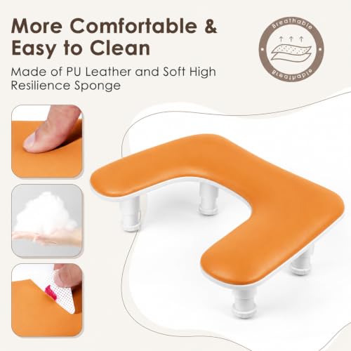 Manicure Arm Rest for Nails Tech: U-shaped Adjustable Nail Armrest - Brown PU Leather Hand Stand Rest for Manicurists - color: Brown-U2