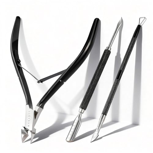 Makartt 3-Pack Black Cuticle Nipper Set, Pusher & Nail Trimmer - size: Black-3pcs