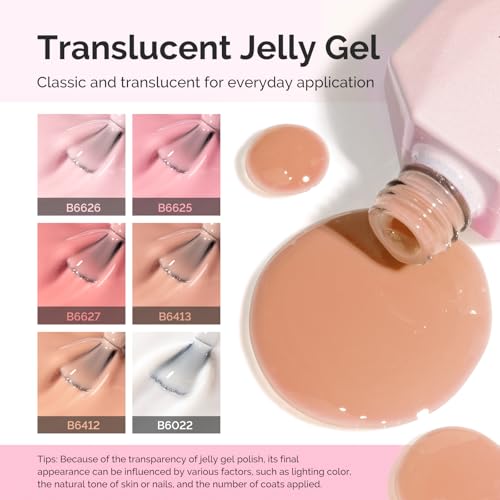 MelodySusie Jelly Gel Nail Polish Set Milky or Jelly Texture - color: Nude Pink Jelly Set