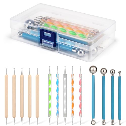 Amrules 14Pcs Double-Ended Stainless Steel Dotting Tools with Multiple Size - color: Lightyellow-Dotting-14Pcs