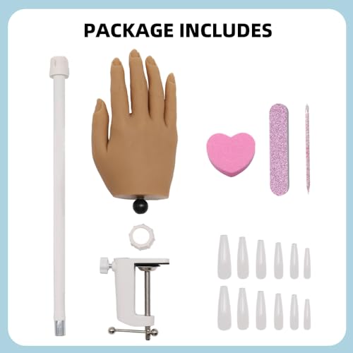 KnowU Silicone Mannequin Hand for Nails, Practice Hand for Acrylic Nails, Manicure Training Model, Nail Practice Hand for Beginners & Professionals, Flesh Tone - color: Flesh Tone, size: Clamp Stand
