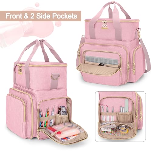 BAFASO 2 Layer Nail Polish Organizer Holds 70 Bottles and Nail Dryer, Pink - color: Pink