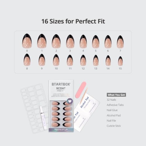 BTArtbox Halloween Press On Nails, Black French Tip Nails, 32 Pcs Full Kit - color: A1-Dot Couture