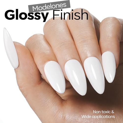 modelones White Gel Nail Polish Soak Off UV/LED Gel Polish 15ML - color: A0-Milky White Solid
