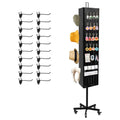 NectaCol Triangular Metal Pegboard Panels Display with Base and Pole, Black Pegboard Display Stand with Wheels, Jewelry Display Rack, Art Display Stand, Extra 20 pieces Hooks