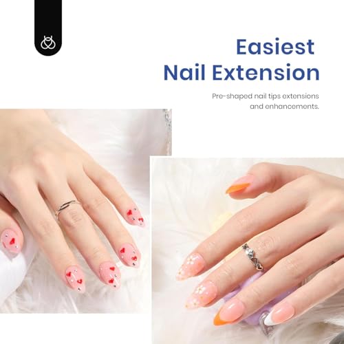 Beetles Gel Nail Kit Almond-500Pcs Gel Nails Tip Easy Extension Set - color: Short Almond 500pcs (Clear Kit)
