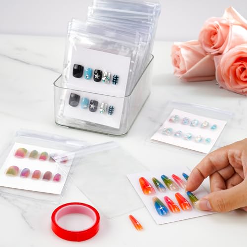 Press On Nail Packaging & Storage Set, 30 PVC Bags, Acrylic Box