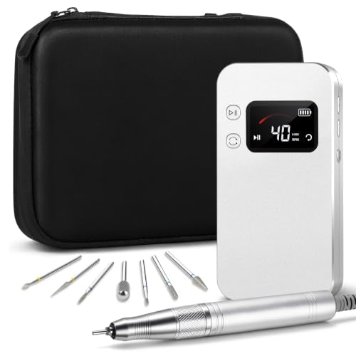 Professional Nail Drill, 40000RPM Brushless Cordless Electric Nail File