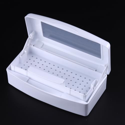 SUTOKAKA Nail Tool Sterilizer Box Plastic Disinfectant Container, White - color: Liftable White